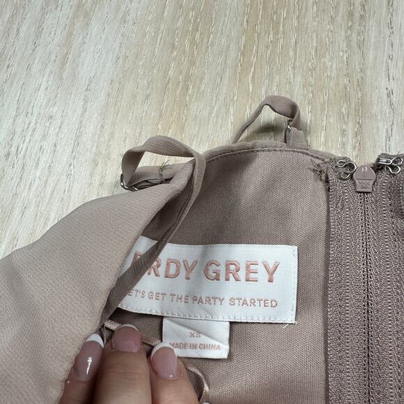 NWT Birdy Grey Taupe Theresa Chiffon Formal Bridesmaid Evening Gown Dress XS - Picture 11 of 16